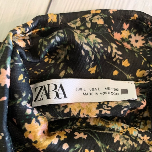 Zara Sz Large Floral Print Long Sleeve Midi Dress - Picture 11 of 12